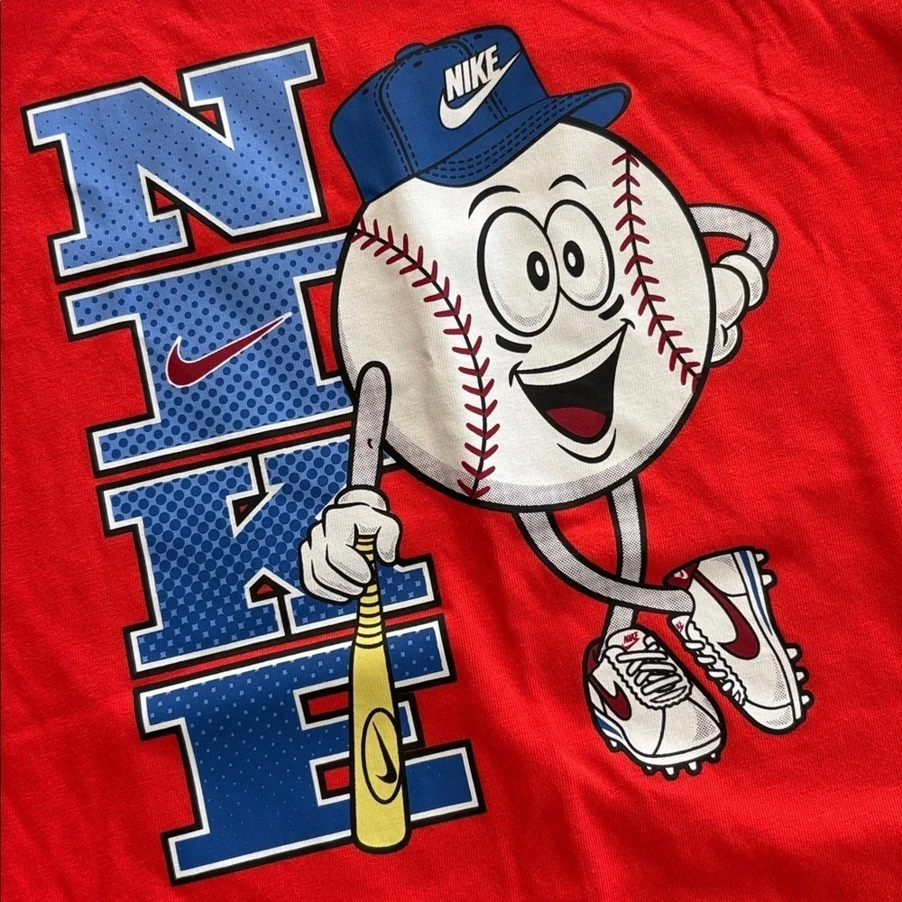 NWT Nike Boys Red and Blue Baseball Tee size 6